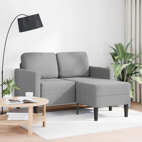 Canapé Sofa 2 places avec méridienne en L gris clair 125 cm tissu