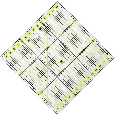 Règle de couture/quilting en acrylique à double quadrillage, lignes de couleur claires, équerre (1/5)