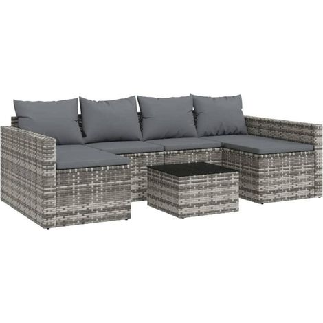 Willood Gartenmöbel Lounge-Set Grau Poly Rattan Sitzgruppe für Terrasse (1/5)