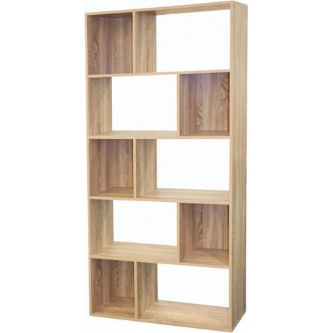 Etagère EVORA 10 casiers - Décore chêne - Bois MDF - 173 x 83 x H 173 cm - Livraison gratuite (1/5)