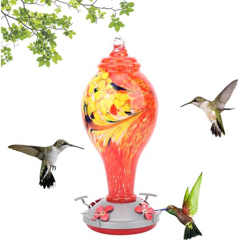 Nourrisseur pour colibris, nourrisseur pour oiseaux, nourrisseur en verre peint T1 (1/4)