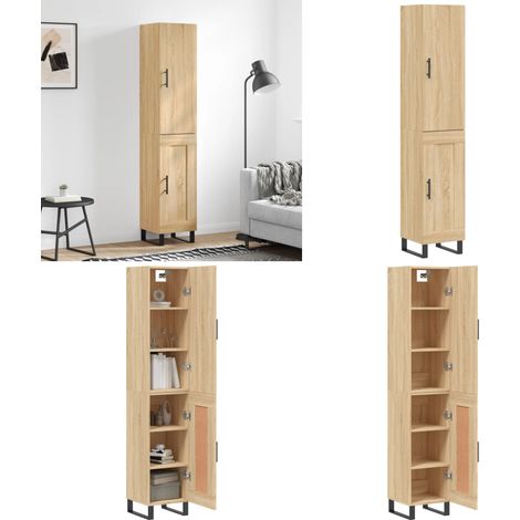 Highboard Sonoma-Eiche 34,5x34x180 cm Holzwerkstoff - Holzwerkstoff Schrank - Hochschrank (1/5)