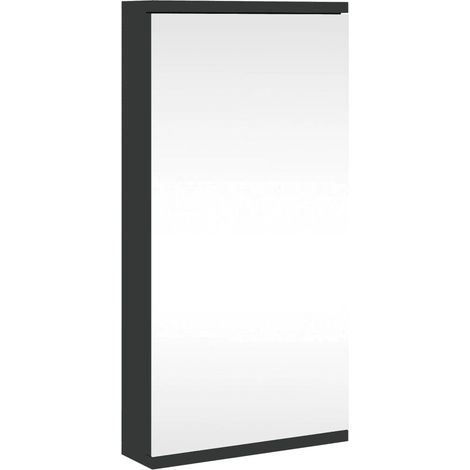Armadietto da bagno angolare a parete con specchio, design pulito, 30 x 24 x 60 cm, legno multistrato, nero 020047279