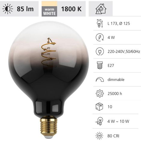 Eglo LED Globe G125 E27 4W schwarz-grau Leuchtmittel (1/4)