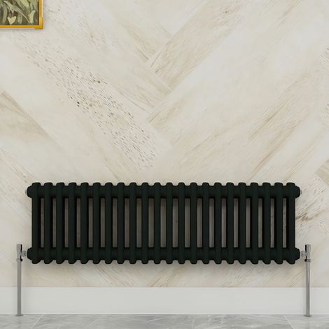 SKY Bathroom 300x1010mm 2 Column Radiator Horizontal Black Traditional Column Radiator (1/5)