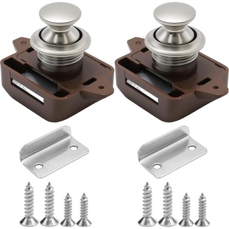 Lot de 2 serrures de meubles en alliage de zinc - Serrure sans clé - Convient pour serrures de camping-car, tiroirs, portes d'armoire, yachts (1/5)