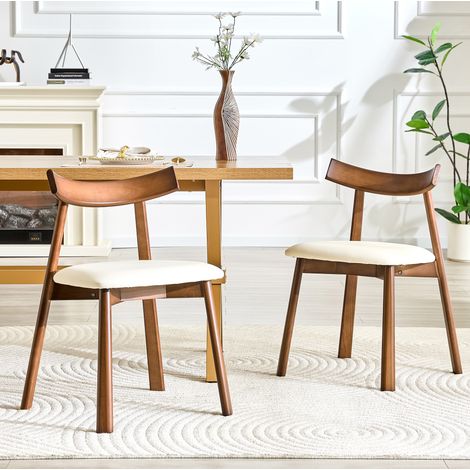 Lot de 2 chaises de salle à manger en hévéa blanches, assise rembourrée et dossier ergonomique (1/5)