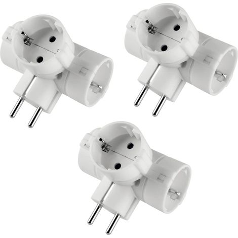 POLY POOL  PP2350.3 Adattatore Spina Schuko Adattatore con 3 Prese Schuko Standard Tedesca e Spina 16A Adattatore Multipresa di Colore Bianco (1/5)