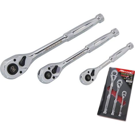 Neilsen Socket Ratchet Handle Set 1/4" 3/8" 1/2" 90T Set In EVA Foam 3pc (1/2)