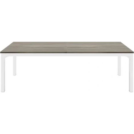Rechteckiger Büroschreibtisch für 2 Personen 200 x 70 x 75 cm Weiß und Holz (1/5)