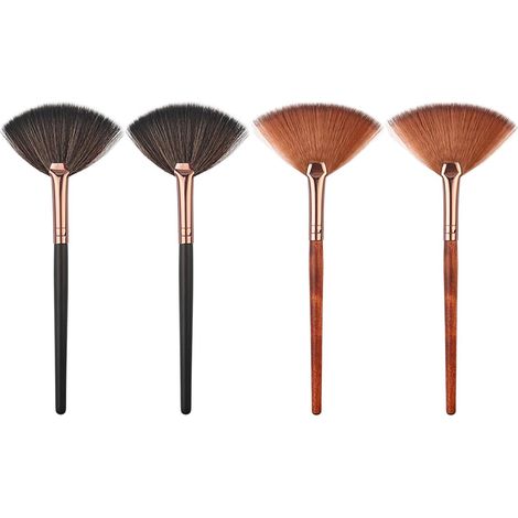 Pinceau à blush végétalien mince professionnel en forme d'éventail 4PCS