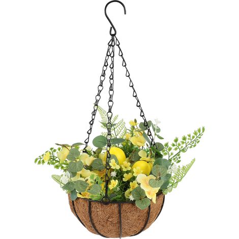 Plantes de citron artificielles avec panier suspendu, pour porche, maison, Patio, balcon, décoration de cour (1/5)