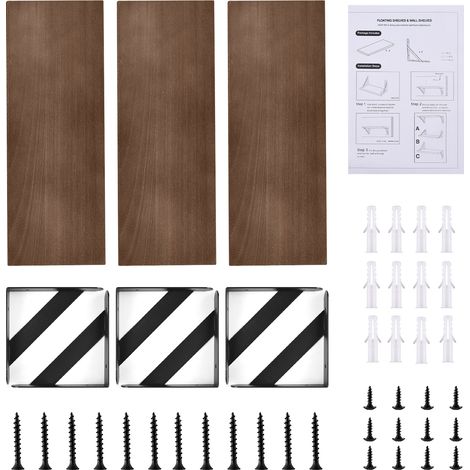 Étagères murales flottantes en bois de paulownia, lot de 3, design naturel, fixation facile sans dommage, idéal salon cuisine (1/3)