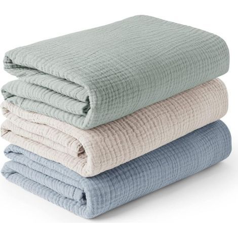 Lot de 3 couvertures d'emmaillotage unisexes en mousseline pour nouveau-né. grande taille 120 x 120 cm. douces et respirantes. pour bébés garçons et filles