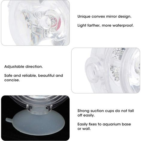 Éclairage LED Submersible pour Aquarium Lampe de Spot Étanche avec Ventouse Projecteur de Cuve à Poissons
