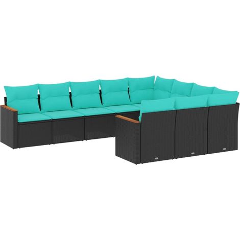 Maison Exclusive - 10-teiliges Gartensofa-Set mit Kissen, schwarz