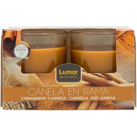 TrAdE Shop Traesio - Set Da 2 Candele Aromatiche In Cera Vegetale In Vaso Decorative Profumo Di Cannella 091019 - (1/2)