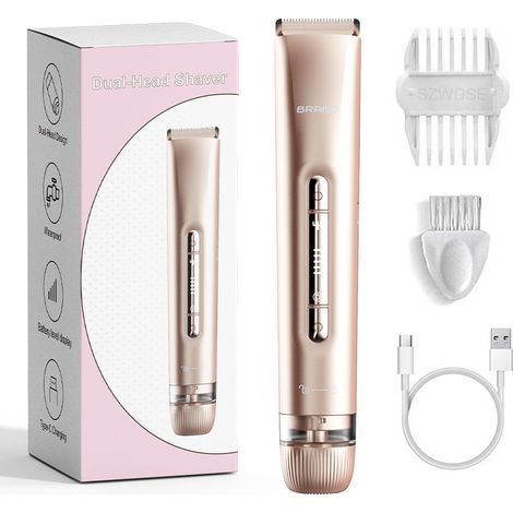 Rasoir Électrique Femme 2-en-1 Rechargeable et Étanche pour Zones Intimes, Portable et Lavable (1/5)