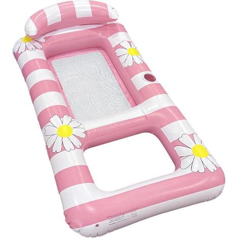 Silla hinchable - Tumbona flotante - Relájate en el agua - Soporte ergonómico - 154 x 82 cm - Rosa (1/5)