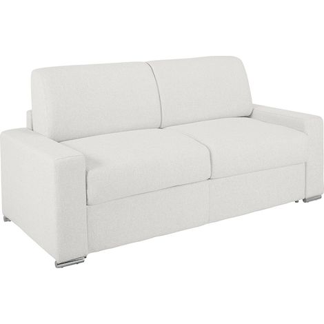 Divano letto 2 posti a ribalta in similpelle Bianco - Larghezza Materasso 120 cm - Spessore 14 cm - CALITO