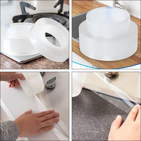 Ruban adhésif étanche transparent pour évier de cuisine et salle de bain, résistant à la moisissure, pour piscine et joints d'étanchéité.
