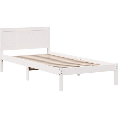 Lit simple,Lit adulte,Cadre de lit Blanc 90 x 200 cm Bois de pin massif CFW5992373 (1/5)