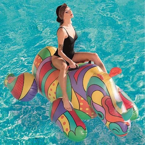 TRADE SHOP - Rinoceronte Fashion Cavalcabile Gigante 201 X 102 Cm Gonfiabile Multicolore - (1/5)