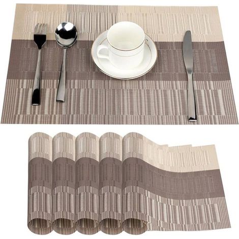 6er-Set rutschfeste PVC-Tischsets, abwaschbar (45x30 cm), für Küche, Wohnzimmer, Garten oder Esszimmer