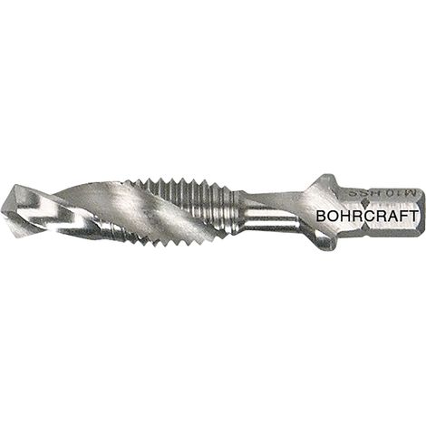 Bohrcraft Kombi Maschinengewindebohrer M8 Split Point Bohrer 1/4 Zoll 6-kant Schaft zum Bohren, Schneiden und Entgraten, HSS