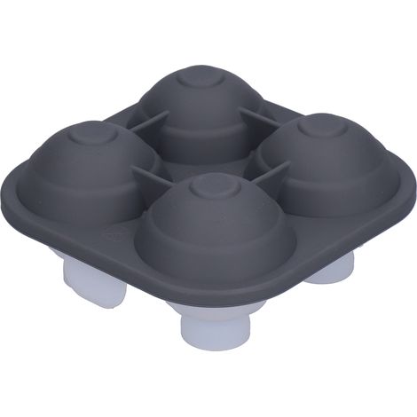 BPA-freie Silikon-Eiswürfelform mit 4 Fächern, inklusive Deckel und Trichter, für die heimische Küche, graue Farbe (1/5)