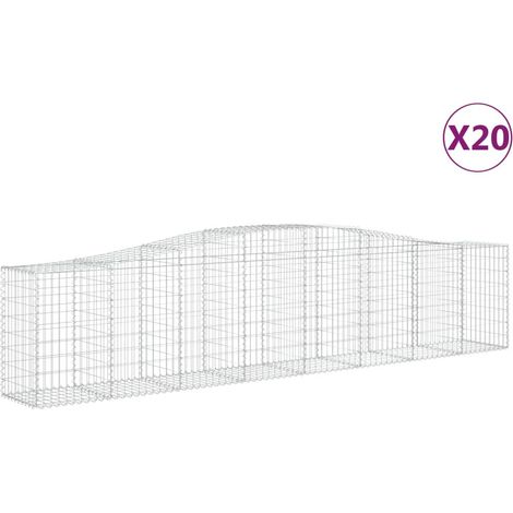 Paniers à gabions arqués 20 pcs  Mur en gabion 400x50x80/100 cm Fer galvanisé