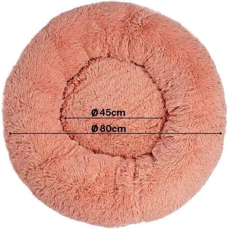 Panier Rond - Donut - XXL 80 cm Ø - Rose - Confort Douillet - Anti-Dérapant (1/3)