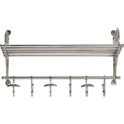 vidaXL Soporte de equipaje con perchas de pared aluminio (1/2)
