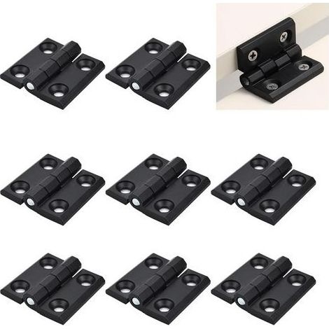 Lot de 8 Charnières Pliables 40 mm × 40 mm en Acier Inoxydable Noir, Exterieur Charnière Inox, Trous de Charnière Plats Pliants, pour Meubles de Maison, Armoire, Porte, Tiroir, Boîte en Bois (1/5)