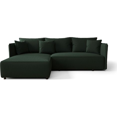 Canapé d’angle tissu convertible avec coffre MILAN angle gauche-Vert-angle gauche (1/4)