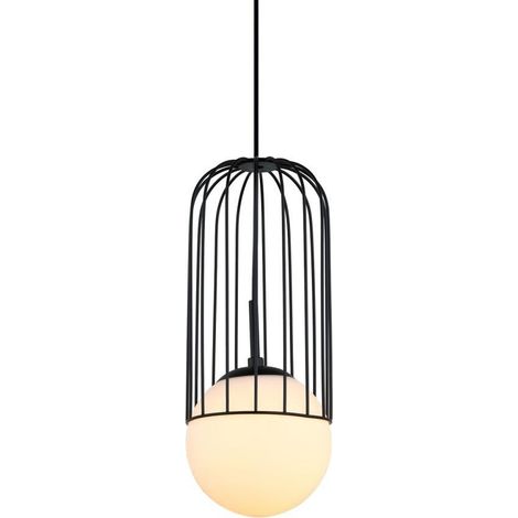 Italux Matty - Lámpara colgante moderna negra 1 luz con pantalla negra, blanca, E27 (1/3)