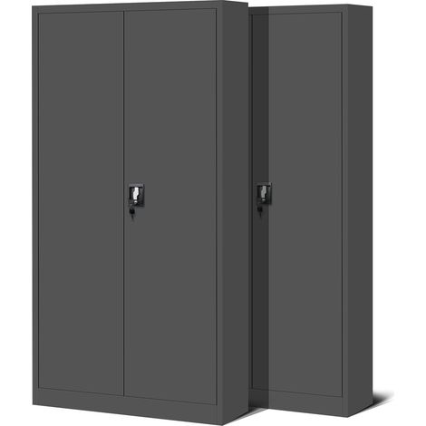 Jan Nowak 2er Set Aktenschrank C001H BĂĽroschrank Metallschrank Stahlschrank Werkzeugschrank Stahlblech Pulverbeschichtet FlĂĽgeltĂĽrschrank AbschlieĂźbar 195 cm x 90 cm x 40 cm (anthrazit/anthrazit) (1/5)