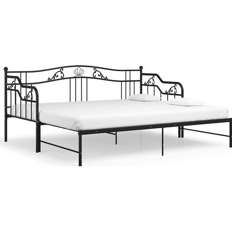 Maison Exclusive - Cadre de canapé-lit extensible sans matelas Noir Métal 90x200cm (1/5)