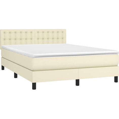 vidaXL Sommier à lattes de lit avec matelas et LED Crème 140x200 cm (1/5)