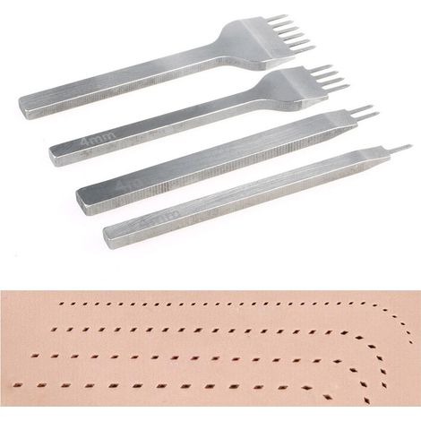 4Pcs 4mm DIY Cuir Kit Outils Perforatrice Artisanat du Cuir Griffe Perforateur Trou Couture Diamant Laçage (1/5)