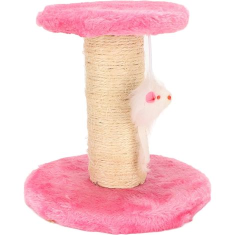 2-Layer Cat Scratching Post, Sisal and Plush (Pink) (1/5)