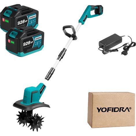 Motoculteur électrique, moteur sans balais, poignée réglable, Ensemble de batteries 2x928VF (1/2)