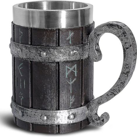 Mug créatif viking en acier inoxydable en forme de crâne, chope à bière en résine, tasse à café, tasse à thé, cadeau d'Halloween, articles de bar (1/5)