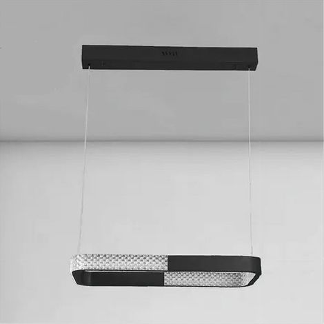 TrAdE Shop Traesio - Lampadario A Sospensione Led 28w Rettangolare Nero Cristallo Con Telecomando 32071 - (1/3)