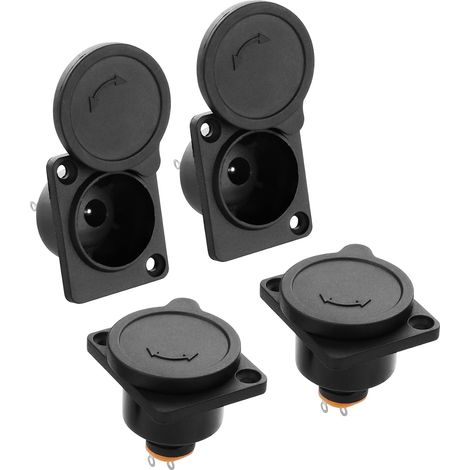 Prise de Courant DC 5.5x2.1mm, connecteur Femelle 12V 3A DC à Montage sur Panneau avec Capuchon étanche à Montage sur Panneau(4 Pack) (1/5)