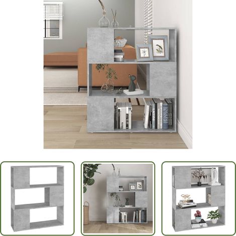vidaXL Étagère décorative - Bibliothèque/Séparateur de pièce Gris béton 80x24x94 cm (1/5)