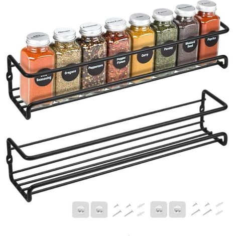 Ulisem 2er-Pack Gewürzregal aus Metall zur Wandmontage, Gewürzhalter, einlagig, Gewürz-Organizer (1/4)
