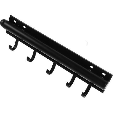 Barre Télescopique avec Crochets Détachables en Aluminium Noire pour Penderie Optimisation D'espace et Résistance Élevée, pour Organisation de Dressing (1/5)