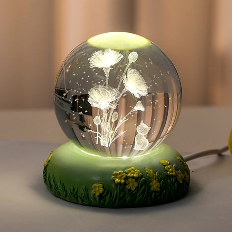 Veilleuse Boule De Cristal - Base Lumineuse Crépusculaire - Décor De Bureau - Cadeau D'anniversaire - 6 cm (1/5)