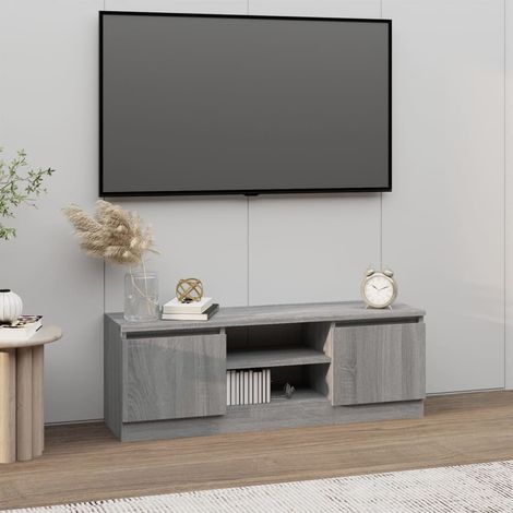 Mueble de TV con puerta gris 102x30x36 cm